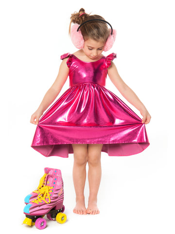 Κοριτσίστικο ροζ λαμέ μεταλλικό φόρεμα