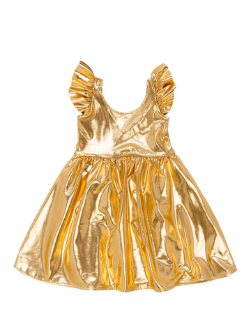 Κοριτσίστικο χρυσό λαμέ μεταλλικό φόρεμα
