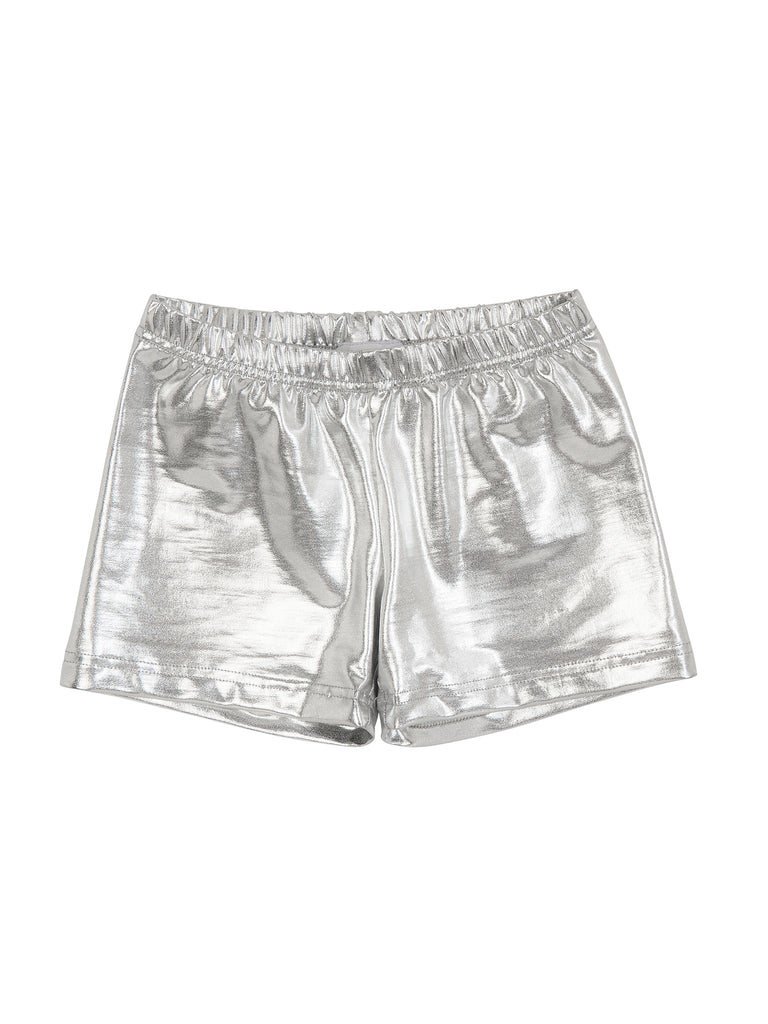 Girl Silver Metallic Shorts