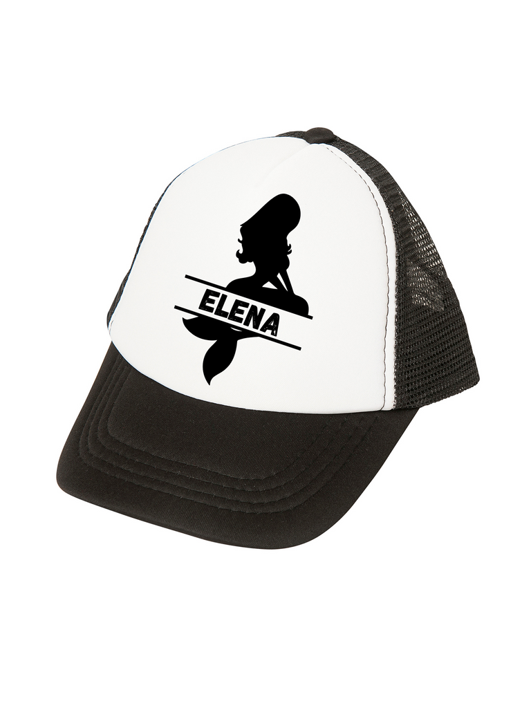 Girl Black Personalized Mermaid Name Trucker Hat