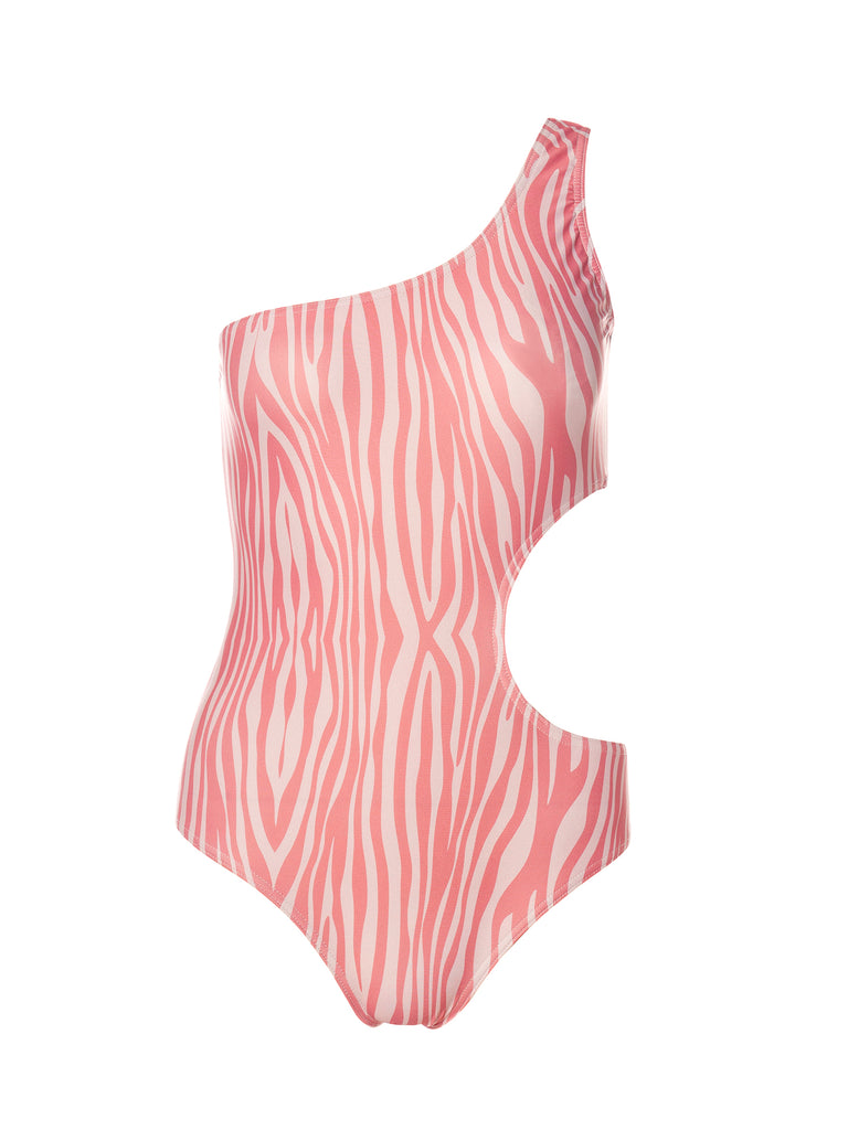 Women Coral Zebra Swimsuit