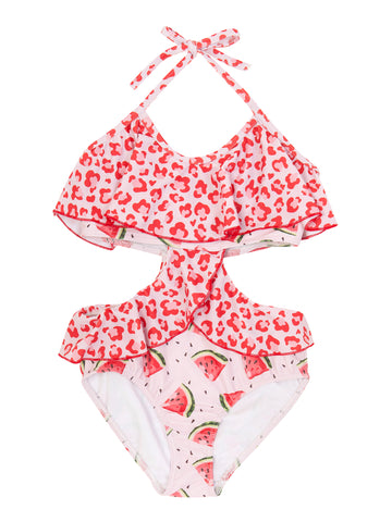 Girl Red Watermelon One Piece Swimsuit