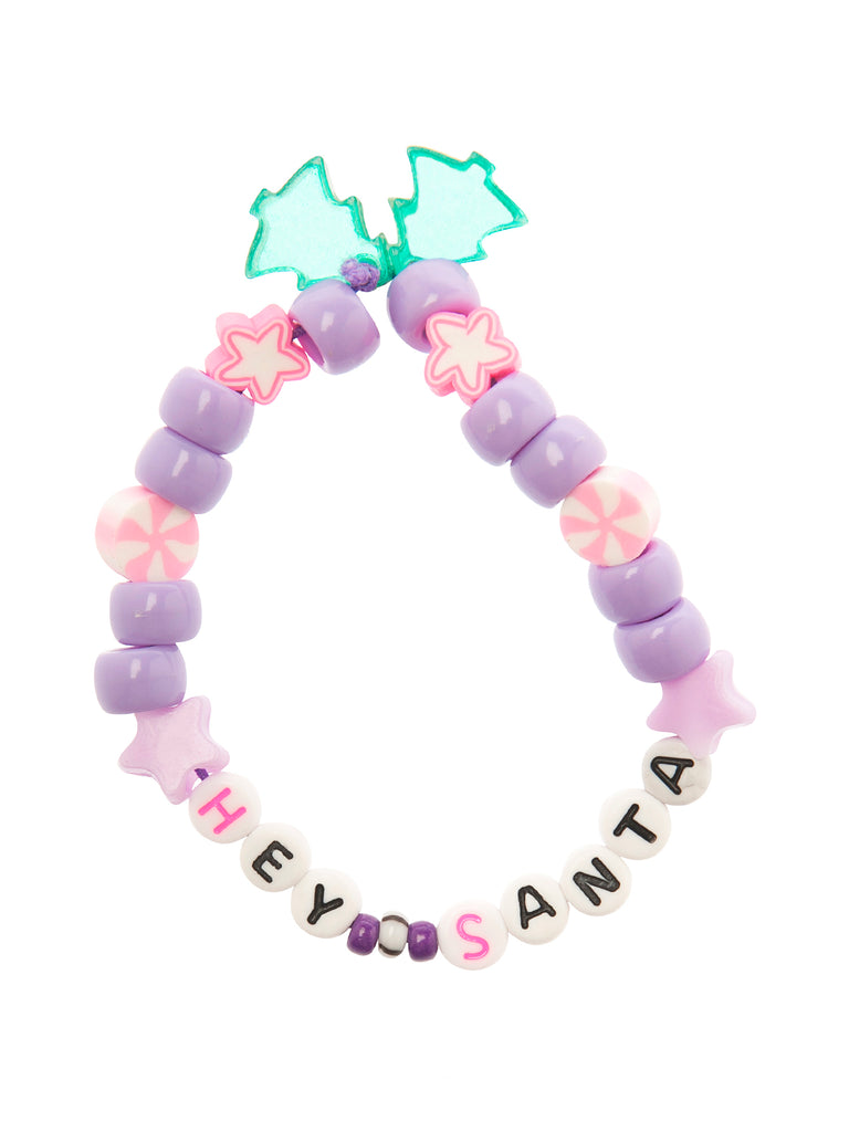 Βραχιόλι κοριτσιού λιλά Hey Santa με χάντρες Stretch