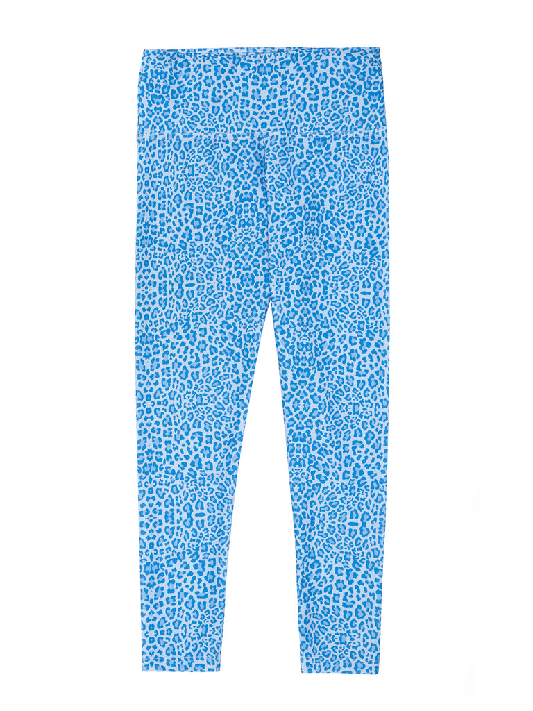Women Blue Leopard Elastic Legging
