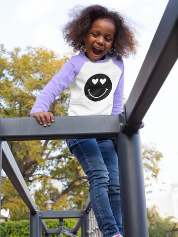 Girl Lilac Smiley Face Personalised Long Sleeve Shirt