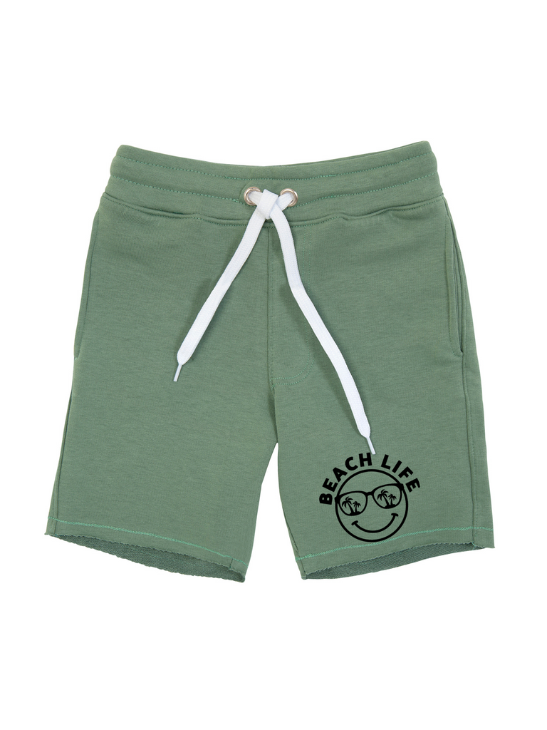 Boy Green Beach Life Cotton Shorts
