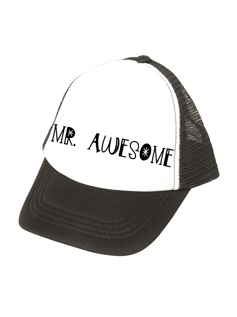 Boy Black Mr. Awesome Trucker Hat