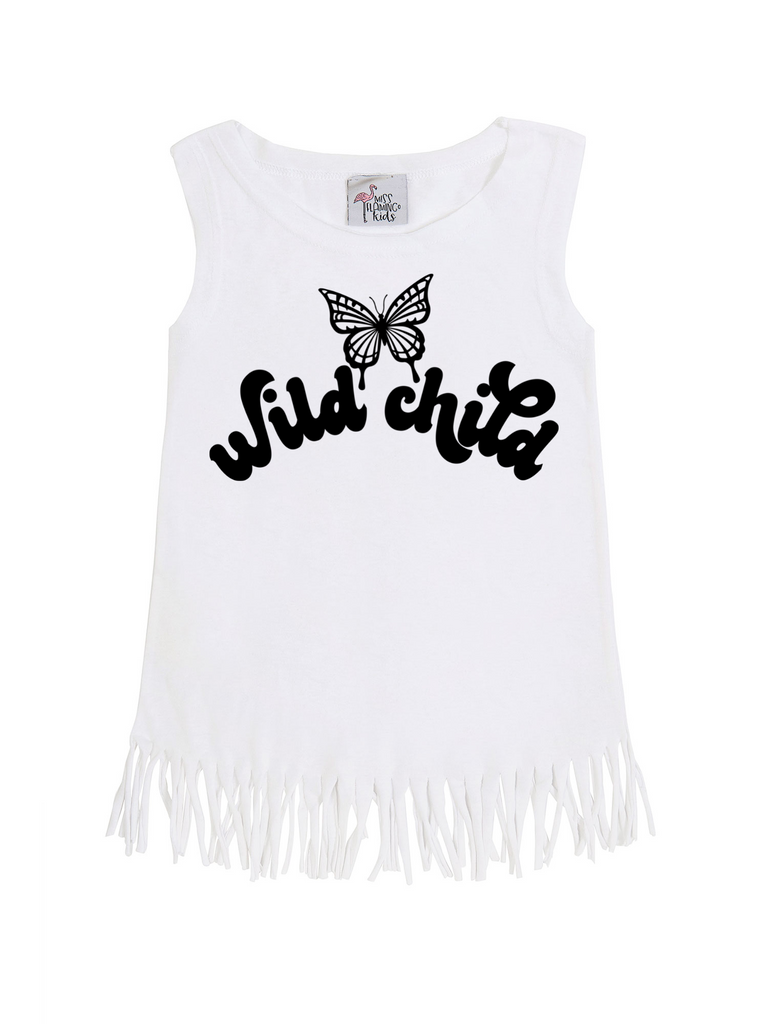 Girl White Wild Child Boho Fringe Dress
