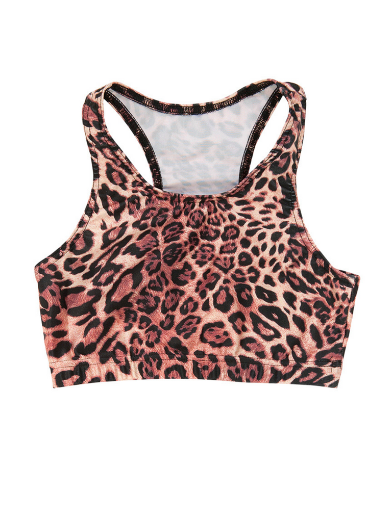 Girl Brown Leopard Sports Top